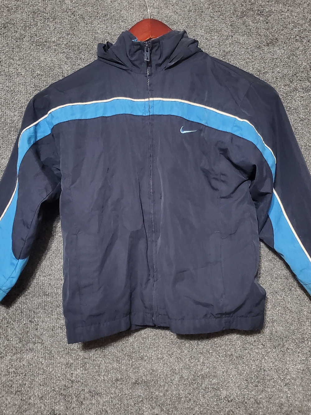 VTG Nike Athletics Windbreaker Jacket Kids Size 6 Blue Outdoor Play Basketball